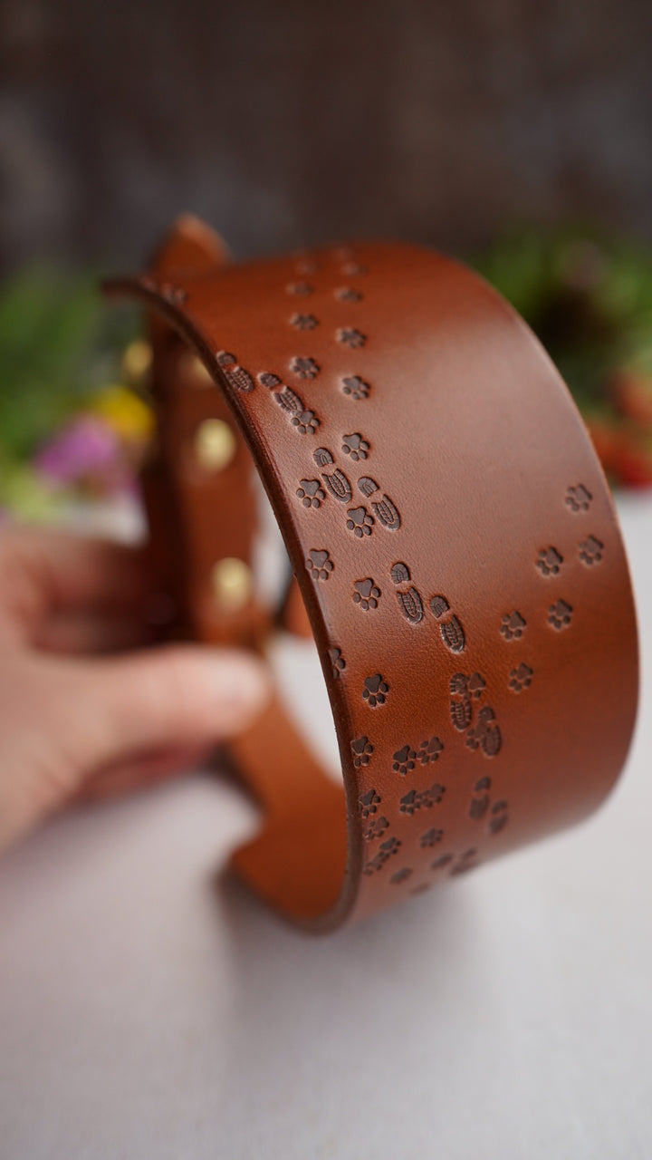 Limited Editon 'Paws on my Heart' Embossed Leather Collars