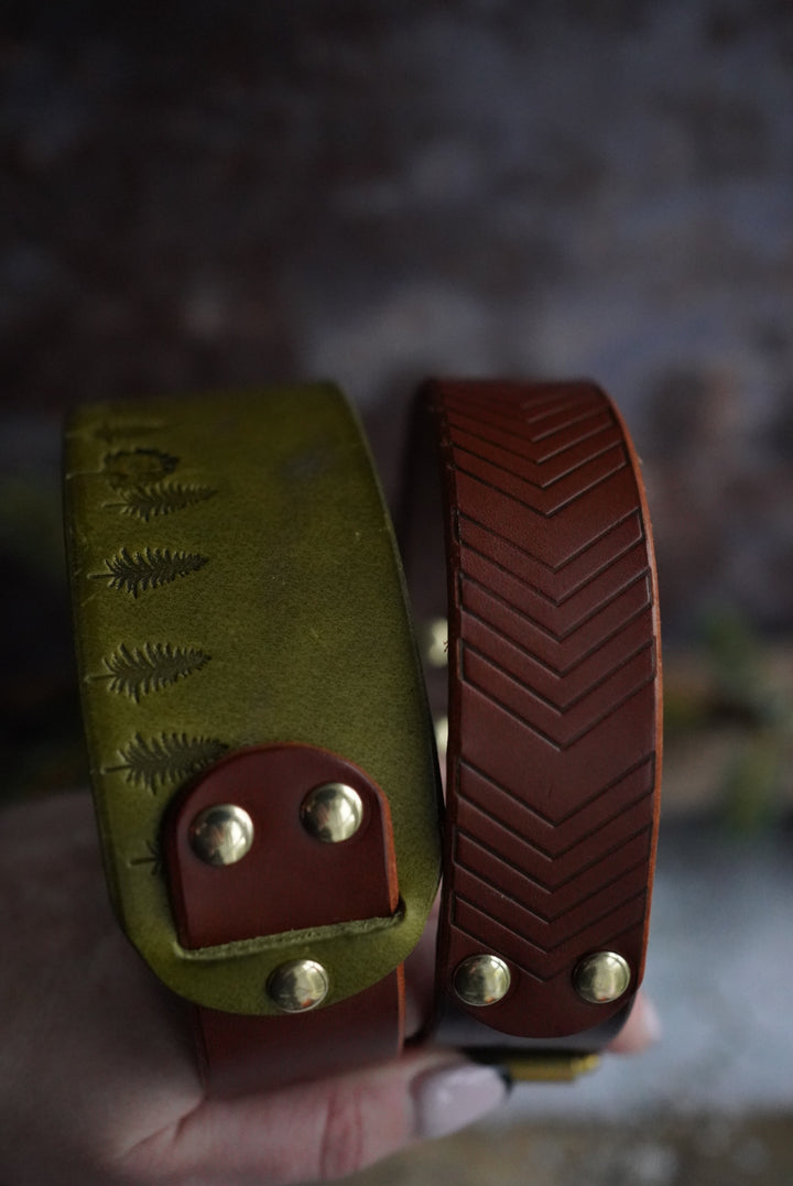 Two Tone Embossed Leather Collars